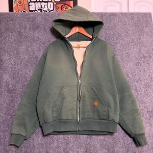 Vintage 90’s Faded Distressed Carhartt K129 Thermal Lined Heavyweight Zip Up Hoo